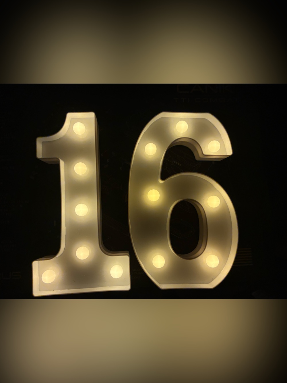 Amazon White LED Marquee Number 16 Party Light- Table Top (8 inches tall)